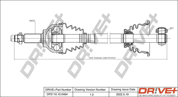 Drive Shaft - DP2110.10.0464 Dr!ve+