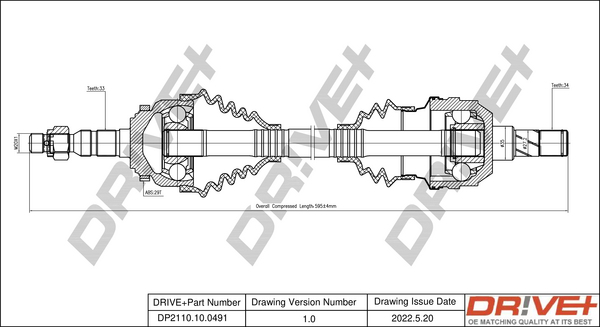 Drive Shaft - DP2110.10.0491 Dr!ve+