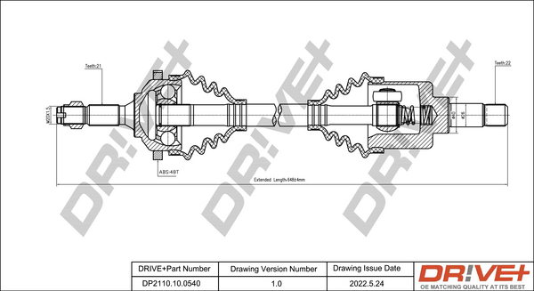 Albero motore/Semiasse - DP2110.10.0540 Dr!ve+