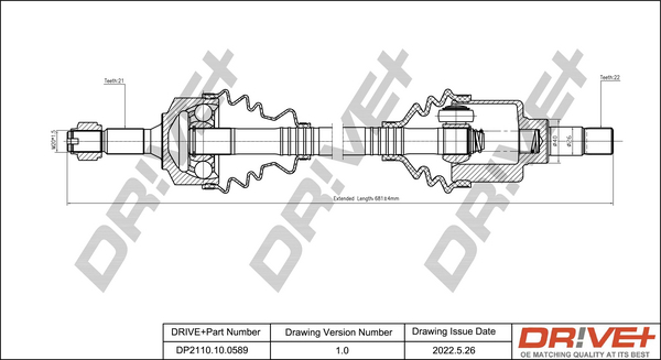 Drive Shaft - DP2110.10.0589 Dr!ve+
