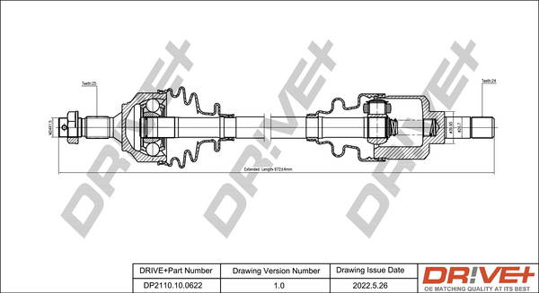 Albero motore/Semiasse - DP2110.10.0622 Dr!ve+