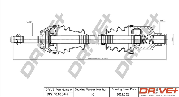 Drive Shaft - DP2110.10.0645 Dr!ve+