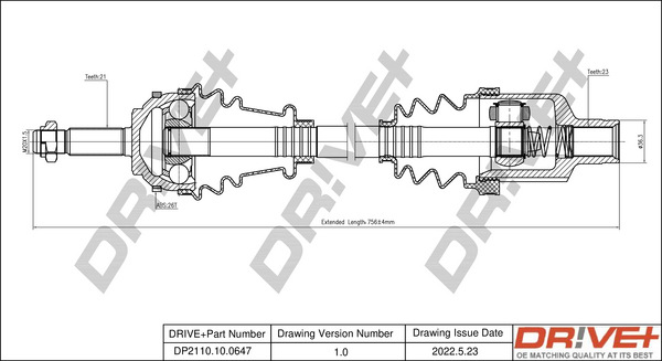 Albero motore/Semiasse - DP2110.10.0647 Dr!ve+