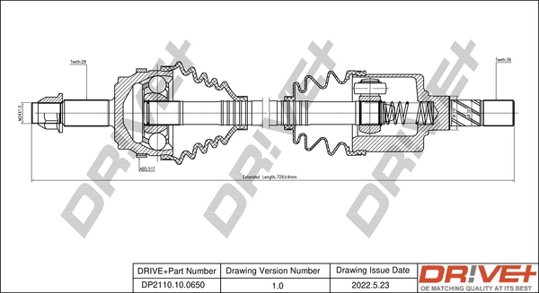 Drive Shaft - DP2110.10.0650 Dr!ve+