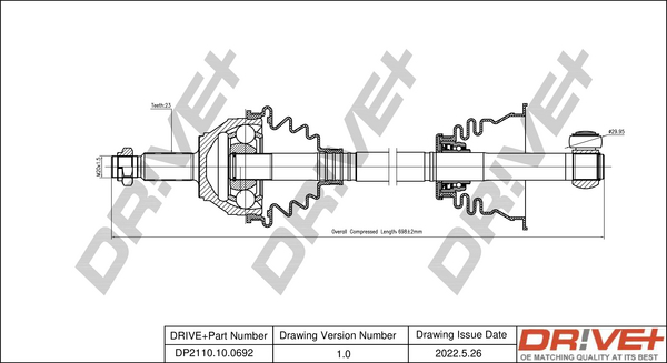 Drive Shaft - DP2110.10.0692 Dr!ve+
