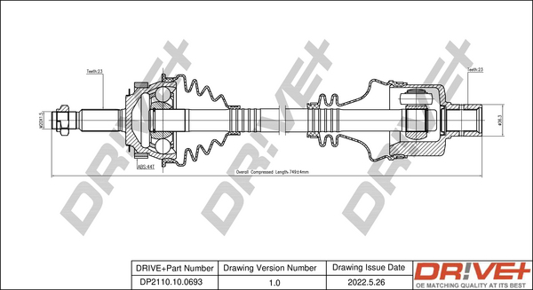 Drive Shaft - DP2110.10.0693 Dr!ve+