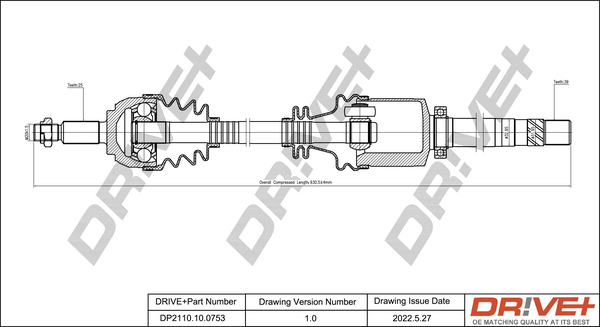 Drive Shaft - DP2110.10.0753 Dr!ve+
