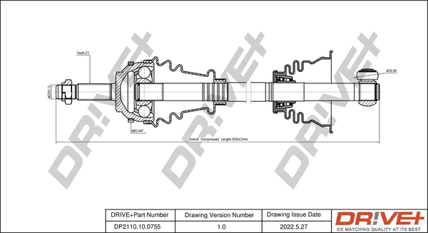 Albero motore/Semiasse - DP2110.10.0755 Dr!ve+