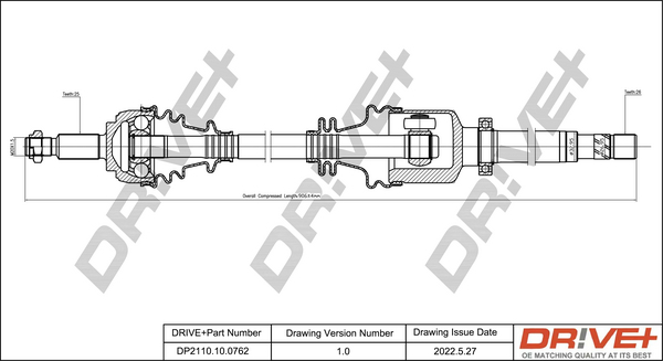 Drive Shaft - DP2110.10.0762 Dr!ve+