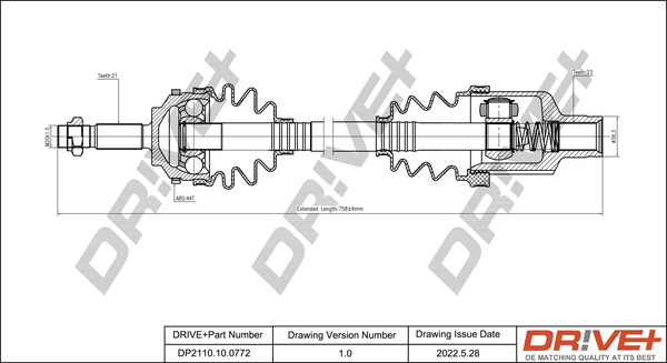 Drive Shaft - DP2110.10.0772 Dr!ve+