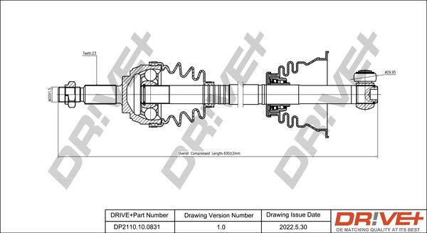 Albero motore/Semiasse - DP2110.10.0831 Dr!ve+
