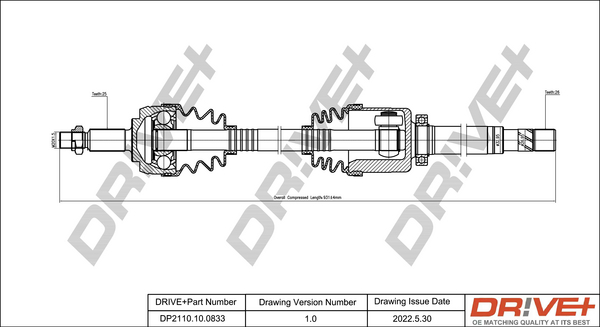 Albero motore/Semiasse - DP2110.10.0833 Dr!ve+