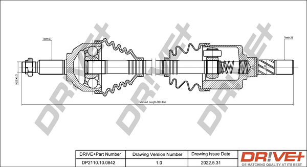 Drive Shaft - DP2110.10.0842 Dr!ve+