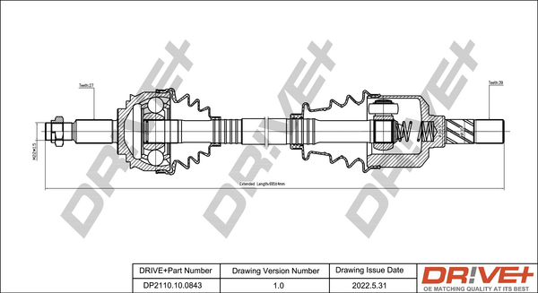 Drive Shaft - DP2110.10.0843 Dr!ve+