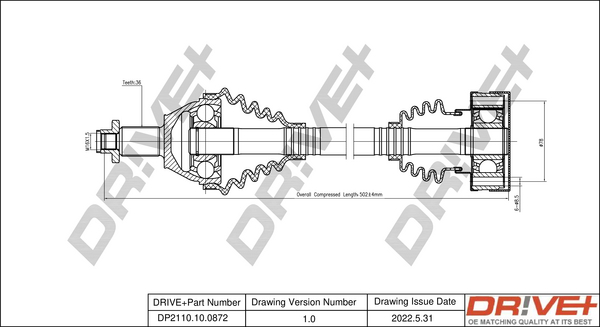 Albero motore/Semiasse - DP2110.10.0872 Dr!ve+