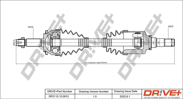 Drive Shaft - DP2110.10.0913 Dr!ve+