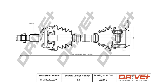 Drive Shaft - DP2110.10.0929 Dr!ve+