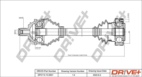 Albero motore/Semiasse - DP2110.10.0931 Dr!ve+