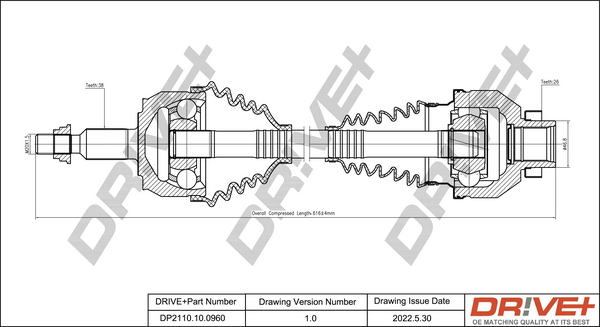 Drive Shaft - DP2110.10.0960 Dr!ve+