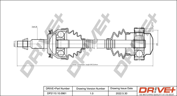 Drive Shaft - DP2110.10.0961 Dr!ve+