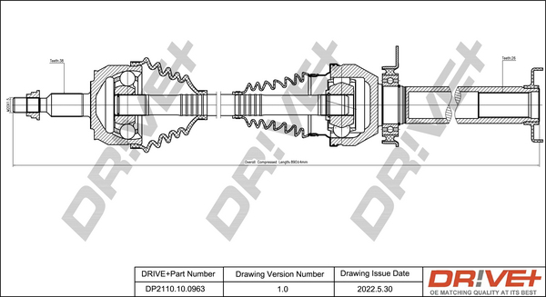 Drive Shaft - DP2110.10.0963 Dr!ve+