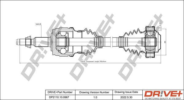 Drive Shaft - DP2110.10.0967 Dr!ve+