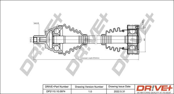 Albero motore/Semiasse - DP2110.10.0974 Dr!ve+