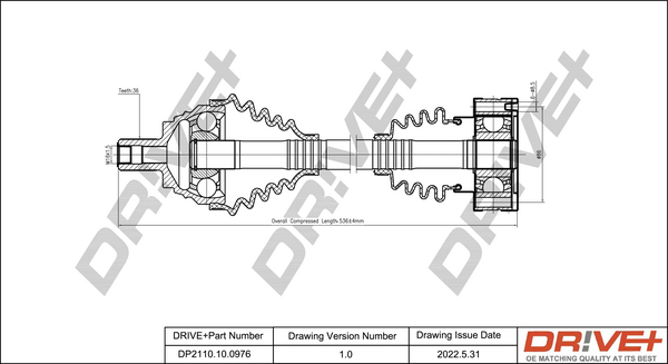 Drive Shaft - DP2110.10.0976 Dr!ve+