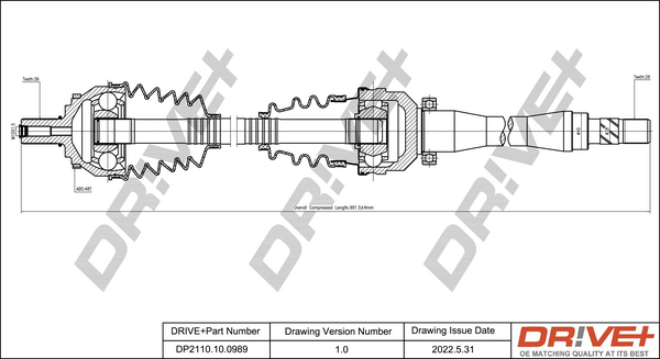 Drive Shaft - DP2110.10.0989 Dr!ve+