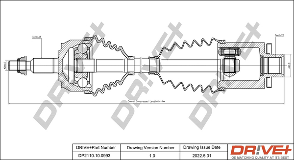 Albero motore/Semiasse - DP2110.10.0993 Dr!ve+