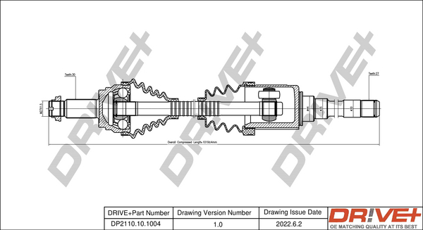 Drive Shaft - DP2110.10.1004 Dr!ve+