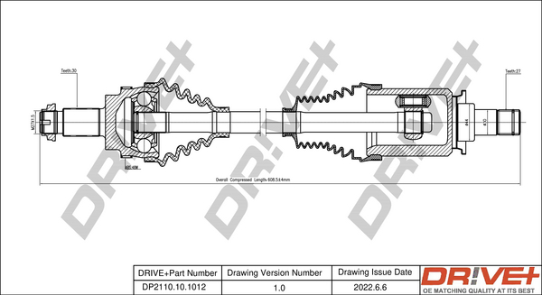 Drive Shaft - DP2110.10.1012 Dr!ve+