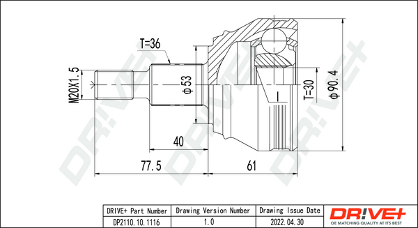 Joint Kit, drive shaft - DP2110.10.1116 Dr!ve+