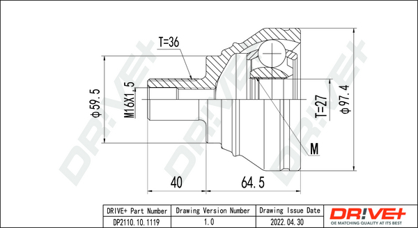 Joint Kit, drive shaft - DP2110.10.1119 Dr!ve+