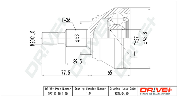 Joint Kit, drive shaft - DP2110.10.1120 Dr!ve+