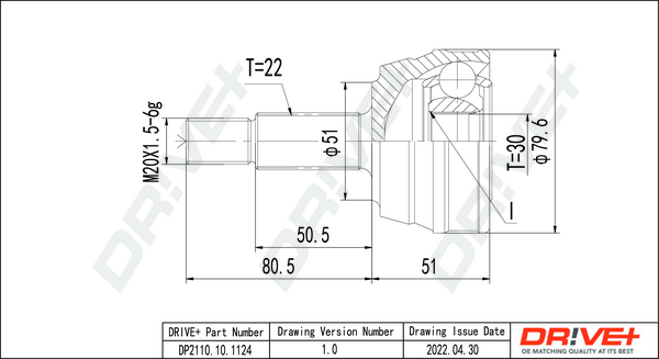 Kit giunti, Semiasse - DP2110.10.1124 Dr!ve+