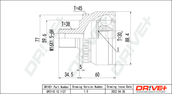 Joint Kit, drive shaft - DP2110.10.1127 Dr!ve+
