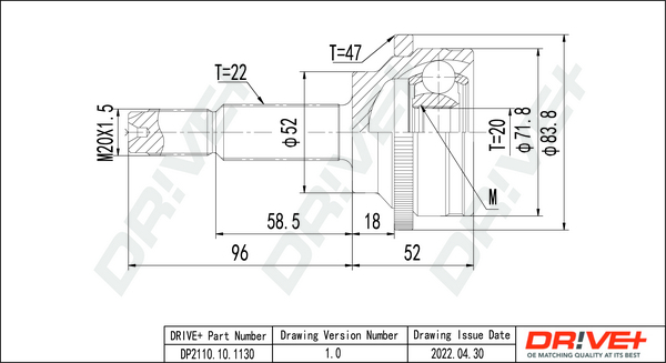 Joint Kit, drive shaft - DP2110.10.1130 Dr!ve+