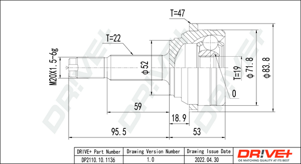 Joint Kit, drive shaft - DP2110.10.1136 Dr!ve+