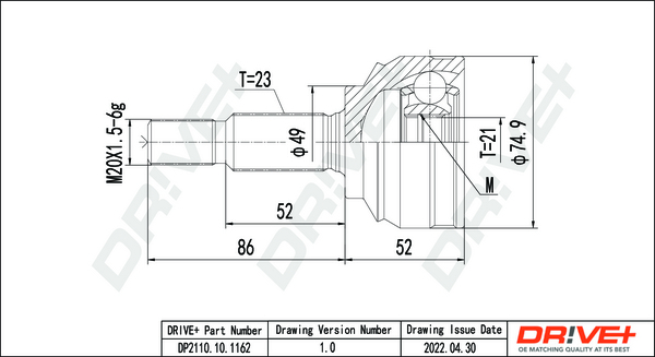Joint Kit, drive shaft - DP2110.10.1162 Dr!ve+