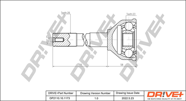 Joint Kit, drive shaft - DP2110.10.1173 Dr!ve+