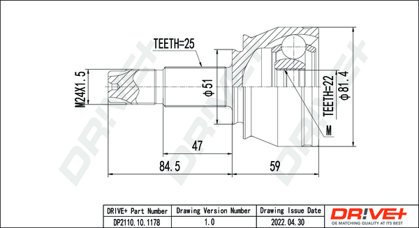 Kit giunti, Semiasse - DP2110.10.1178 Dr!ve+