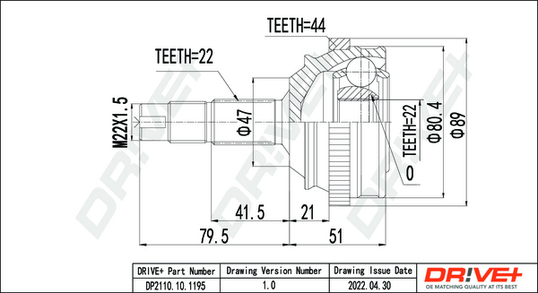 Kit giunti, Semiasse - DP2110.10.1195 Dr!ve+