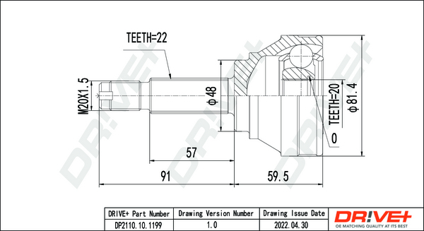 Joint Kit, drive shaft - DP2110.10.1199 Dr!ve+