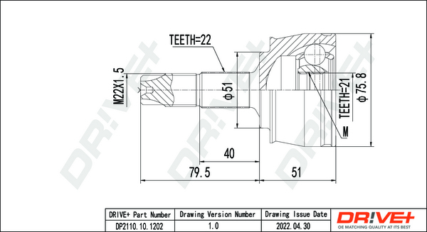 Joint Kit, drive shaft - DP2110.10.1202 Dr!ve+