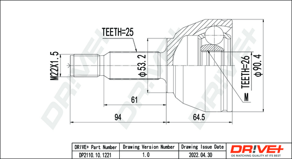 Joint Kit, drive shaft - DP2110.10.1221 Dr!ve+