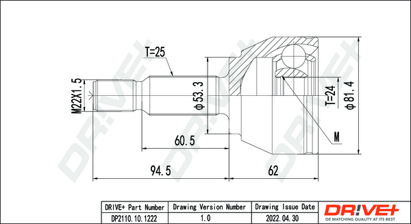 Joint Kit, drive shaft - DP2110.10.1222 Dr!ve+