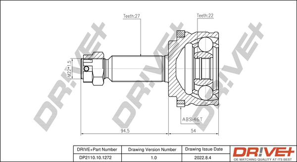 Joint Kit, drive shaft - DP2110.10.1272 Dr!ve+
