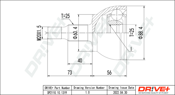 Joint Kit, drive shaft - DP2110.10.1319 Dr!ve+