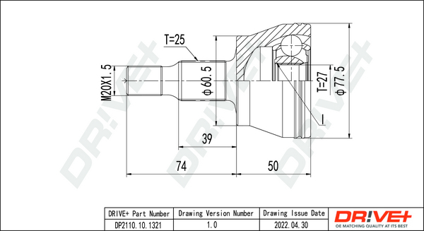 Joint Kit, drive shaft - DP2110.10.1321 Dr!ve+